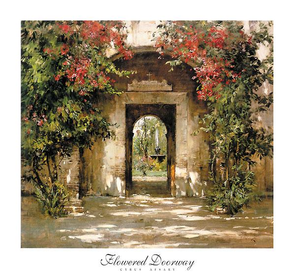 Flowered Doorway by Cyrus Afsary - 27 X 29 Inches (Art Print)