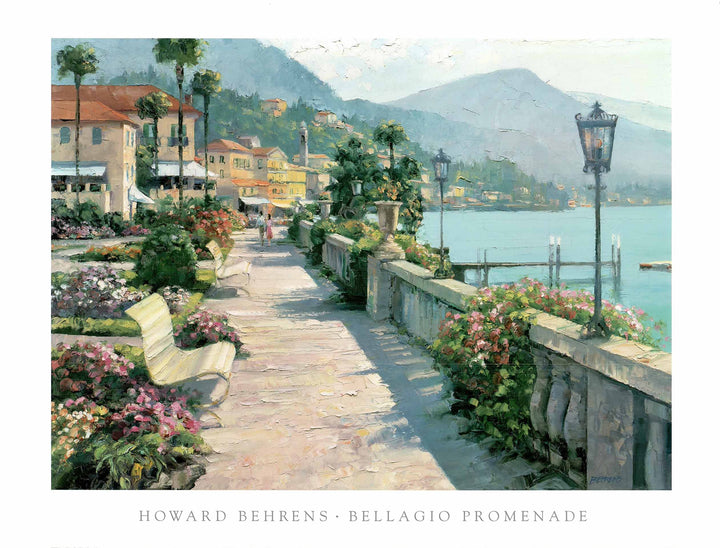 Bellagio Promenade, Italy by Howard Behrens - 27 X 35 Inches (Art Print)