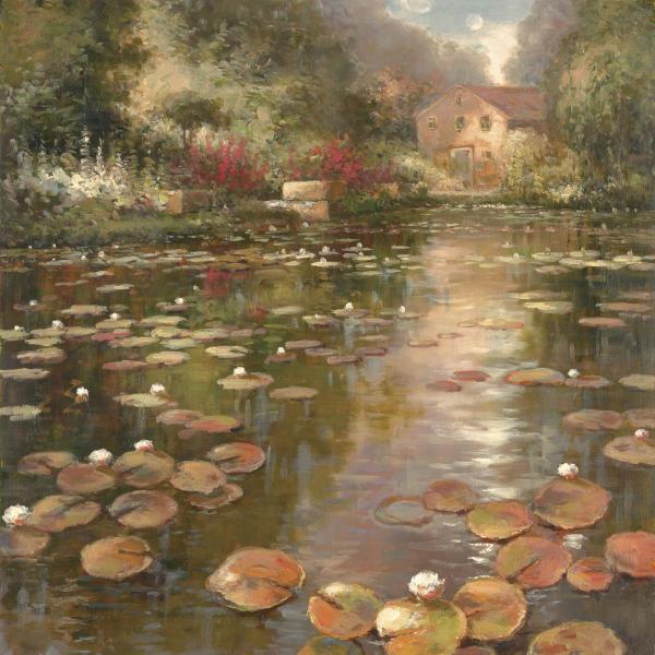 Lily Pond by K. Adams - 30 X 30 Inches (Art Print)