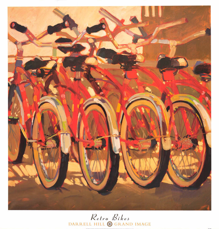 Retro Bikes by Darrell Hill - 35 X 36 Inches (Art Print)