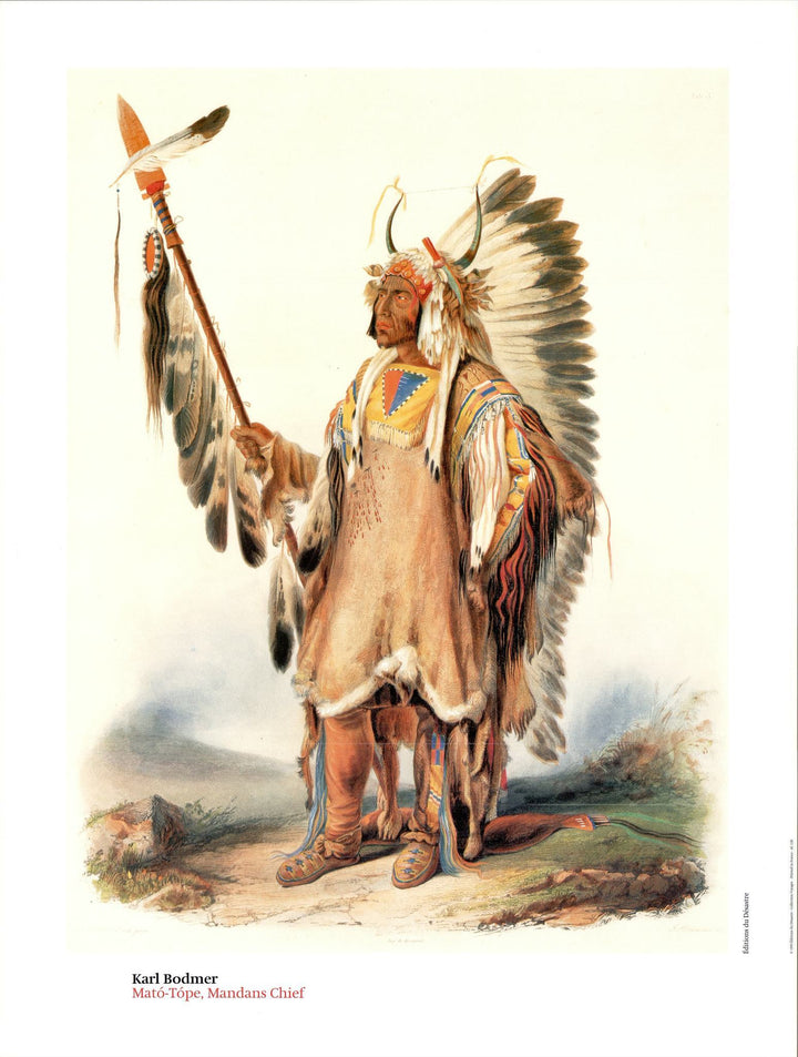 Mato-Tope, Mandans Chief by Karl Bodmer - 24 X 32 Inches (Art Print)