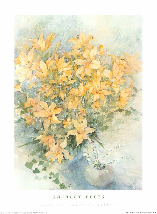 Yellow Lilies by Shirley Felts - 12 X 16 Inches (Art Print)