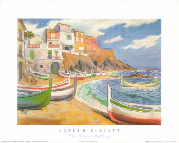 Mediterranean Harbour by Arthur Elliott - 10 X 12 Inches (Art Print)