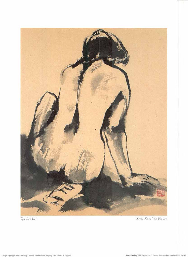 Semi-Kneeling Girl by Qu Lei Lei - 12 X 16 Inches (Art Print)