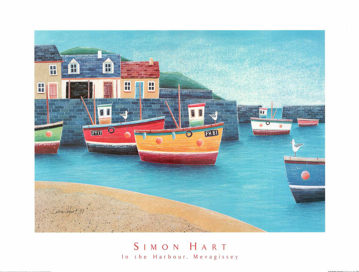 In the Harbour, Mevagissey by Simon Hart - 24 X 32 Inches (Art Print)