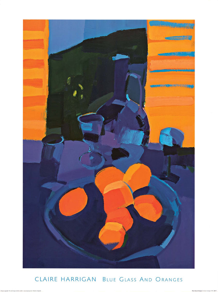 Blue Glass and Orange by Claire Harrigan - 24 X 32 Inches (Art Print)