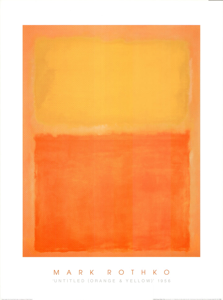 Untitled (Orange and Yellow), 1956 by Mark Rothko - 24 X 32 Inches (Art Print)