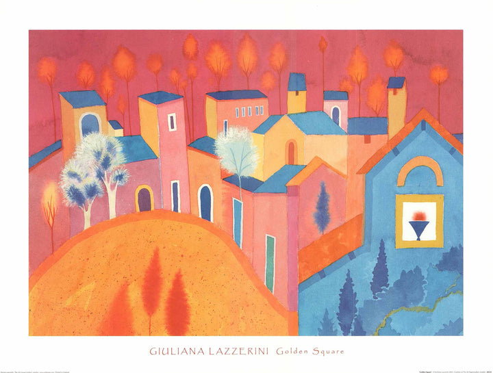 Golden Square by Giuliana Lazzerini - 24 X 32 Inches (Art Print)