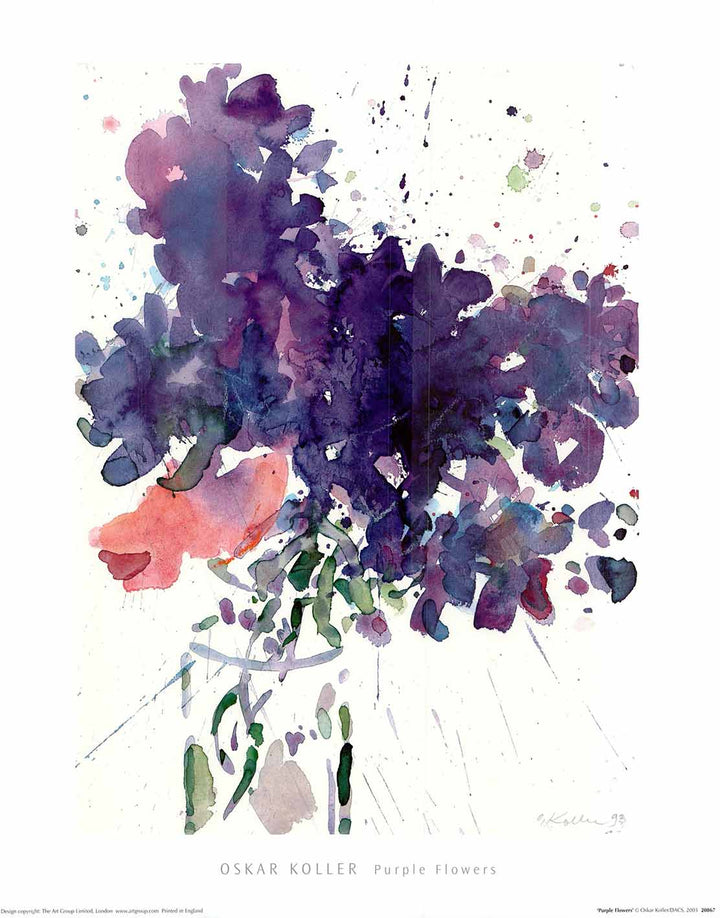 Purple Flowers by Oskar Koller - 16 X 20 Inches (Art Print)