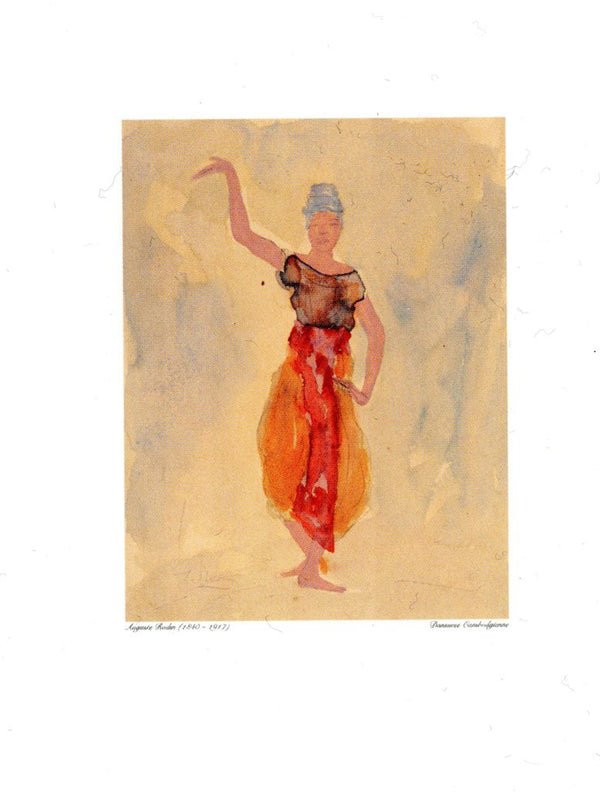 Cambodian Dancer in Red by Auguste Rodin - 16 X 20 Inches (Silkscreen)