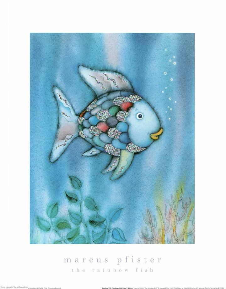 Rainbow Fish Thinking of Octopus's Advice by Marcus Pfister - 16 X 20 Inches (Art Print)