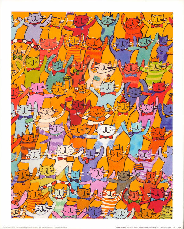 Cheering Cat, 1999 by Sarah Battle - 10 X 12 Inches (Art Print)
