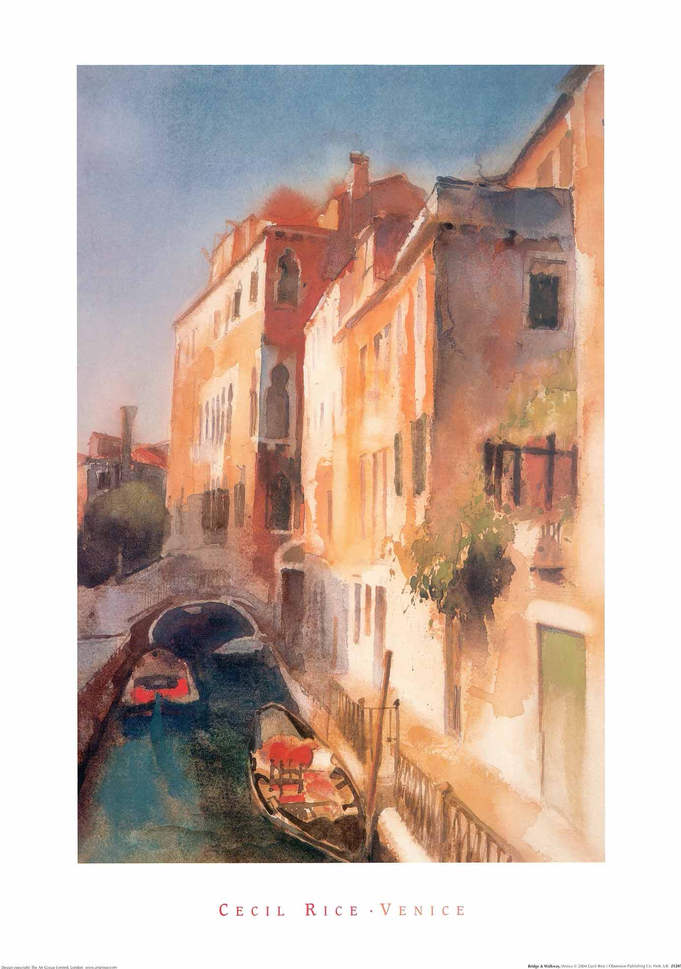 Bridge and Walkway, Venice by Cecil Rice - 20 X 28 Inches (Art Print ...