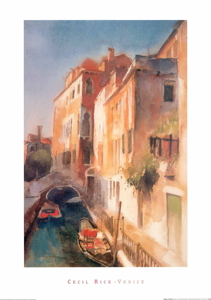 Bridge and Walkway, Venice by Cecil Rice - 20 X 28 Inches (Art Print)