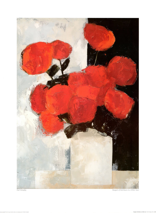 Bouquet of Red Roses in a White Vase, 2005 by Paul Donaghy - 24 X 32 Inches (Art Print)