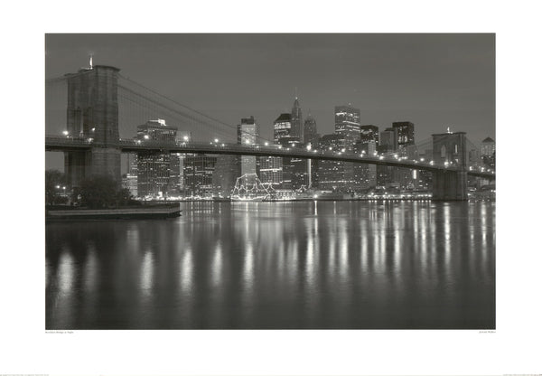 Brooklyn Bridge at Night by Jeremy Walker - 28 X 40 Inches (Art Print)