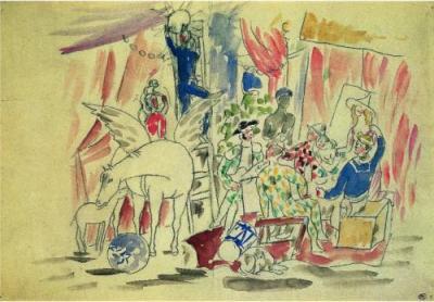 Design for the Backdrop of the Ballet ‘Parade’ by Pablo Picasso - 12 X 16 Inches (Art Print)