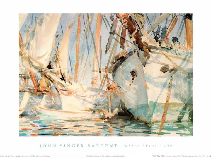 White Ships 1908, by John Singer Sargent - 12 X 16 Inches (Art Print)