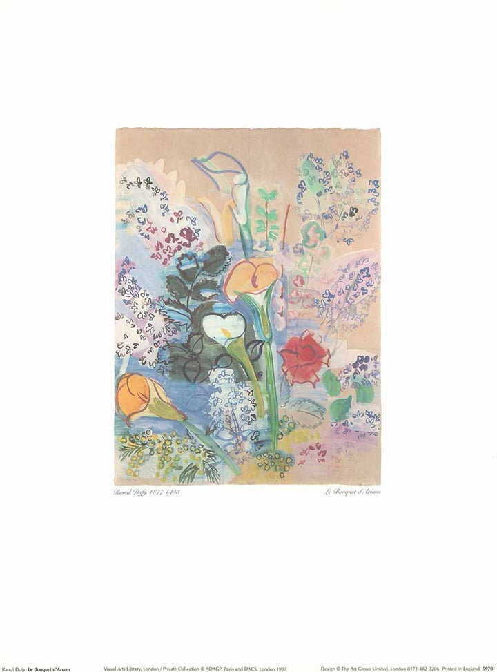 Le Bouquet d'Arums by Raoul Dufy - 12 X 16 Inches (Art Print)
