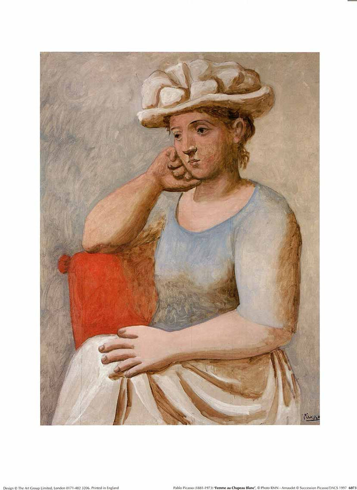 Femme de Chapeau Blanc by Pablo Picasso - 12 X 16 Inches (Art Print)