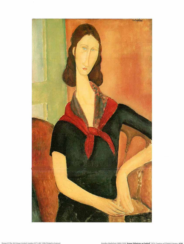 Jeanne Hebuterne au Foulard by Amedeo Modigliani - 12 X 16 Inches (Art Print)