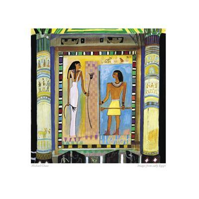 Two Egyptian Figures by Michael Chase - 16 X 16 Inches (Art Print)