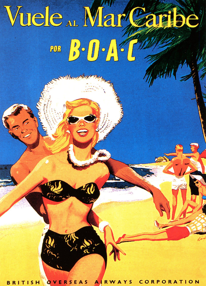 Vuele al Mar Caribe via BOAC - 18 X 24 Inches (Vintage Art Print)