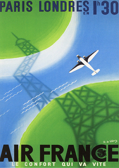 Air France Poster, 1936 by Roger de Valerio - 18 X 24 Inches (Vintage Art Print)
