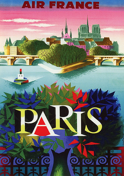 Paris (Air France) by Jacques Nathan-Garamond - 18 X 24 Inches (Vintage Art Print)