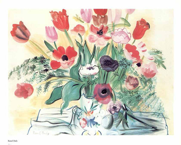 Anemones and Tulips by Raoul Dufy - 10 X 12 Inches (Art Print)