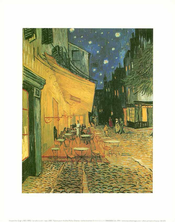 Cafe Terrace at Night, 1888 by Vincent Van Gogh - 10 X 12 Inches (Art Print)