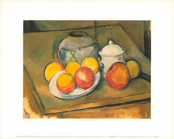 Vase Paillé, Sucrier et Pommes, 1890-94 by Paul Cézanne - 10 X 12 Inches (Art Print)