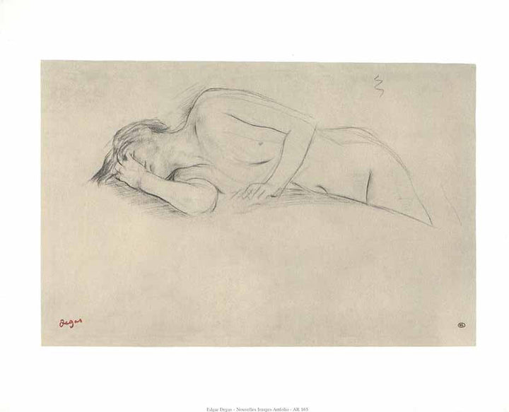 Naked Woman Lying on her Stomach by Edgar Degas - 10 X 12 Inches (Art Print)