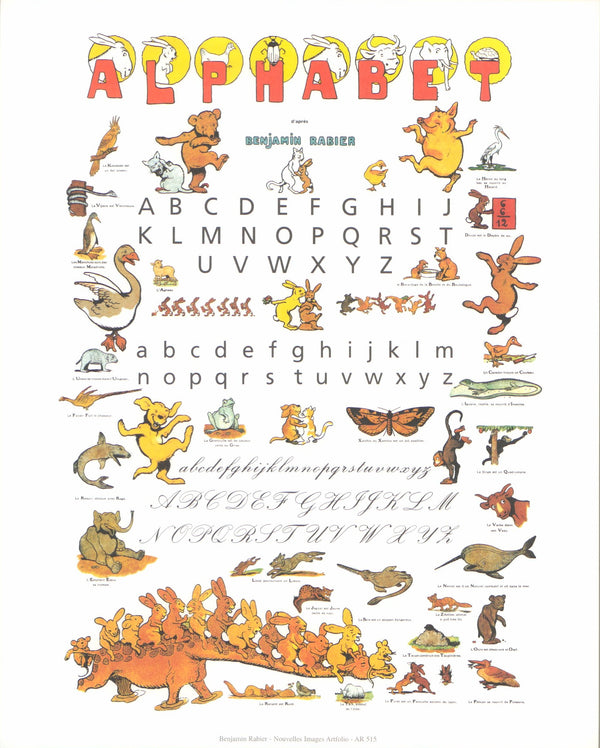 Alphabet by Benjamin Rabier - 10 X 12 Inches (Art Print)