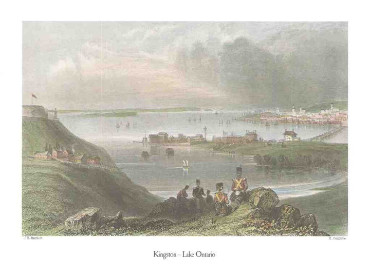 Kingston-Lake Ontario by William Henry Bartlett - 13 X 17 Inches (Art Print)