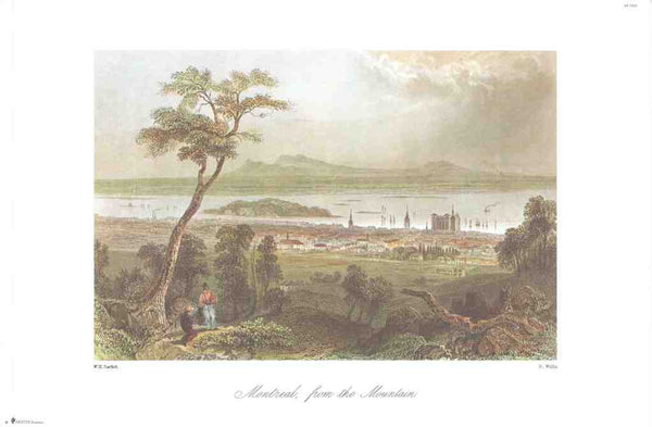 Montreal, from the Mountain, 1838 by William Henry Bartlett - 13 X 20 Inches (Art Print)