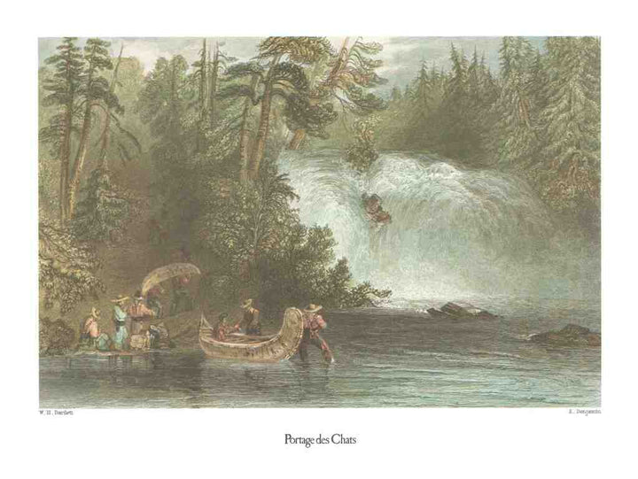 Portage des Chats, 1840 by William Henry Bartlett - 13 X 17 Inches (Art Print)