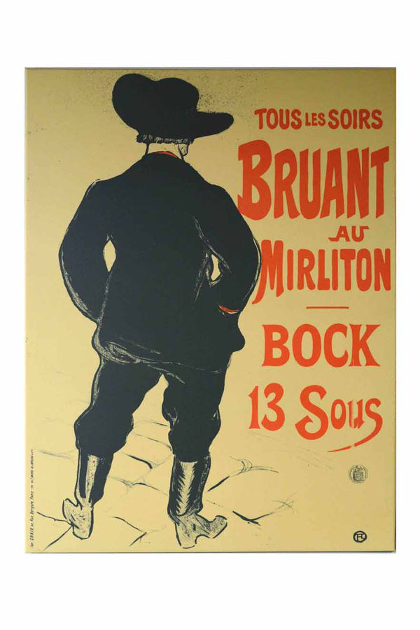 Tous les Soirs Bruant au Mirliton Bock 13 Sous by Henri de Toulouse-Lautrec - 23 X 30 Inches (Canvas Gallery Wrap Ready to Hang)