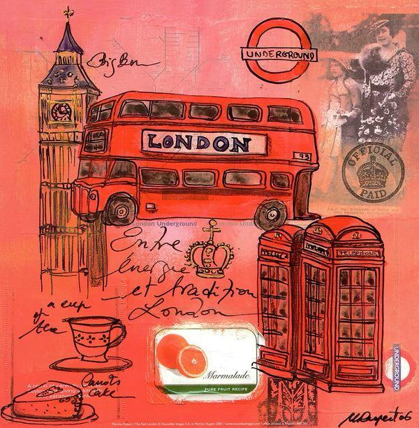 The Red London by Martine Rupert - 12 X 12 Inches (Art Print)