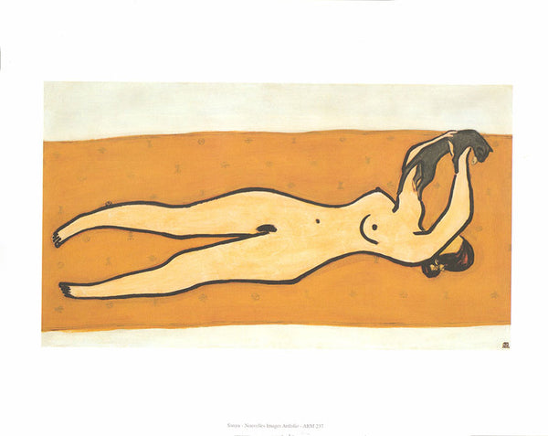 Nude with a Cat by Sanyu - 10 X 12 Inches (Art Print)