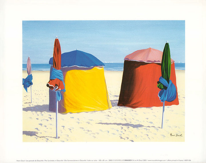 The Sunshades in Deauville by Henri Deuil - 10 X 12 Inches (Art Print)
