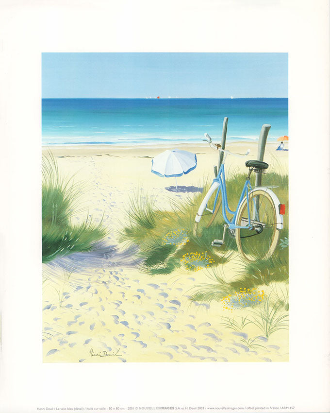 The blue bike by Henri Deuil - 10 X 12 Inches (Art Print)