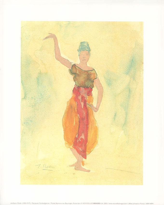 Cambodian Dancer by Auguste Rodin - 10 X 12 Inches (Offset Lithograph)