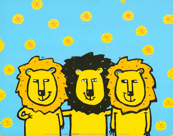 Lions by Andrée Prigent  - 10 X 12 Inches (Art Print)
