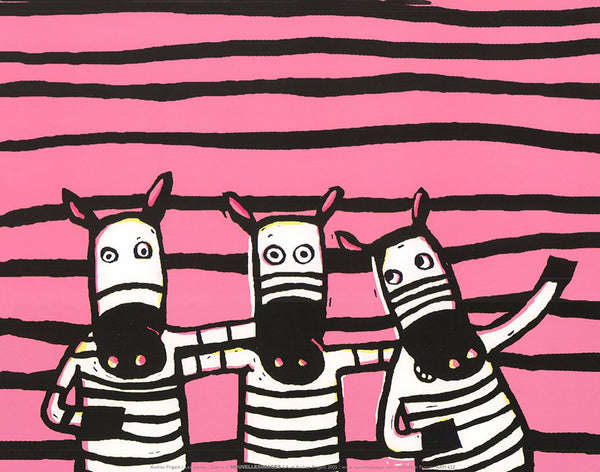 Zebras by Andrée Prigent  - 10 X 12 Inches (Art Print)