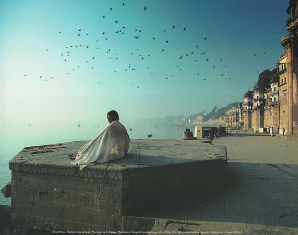 Meditation by the Ganges by Olivier Follmi - 10 X 12 Inches (Art Print)