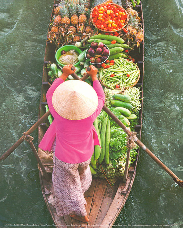 Floating Market, Mekong Delta, Vietnam by John William Banagan - 10 X 12 Inches (Art Print)