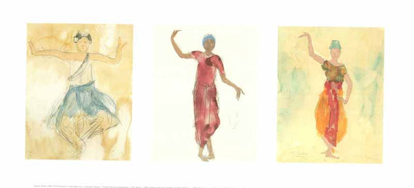 Cambodian Dancers, 1906 by Auguste Rodin - 10 X 20 Inches (Triptych Art Print)