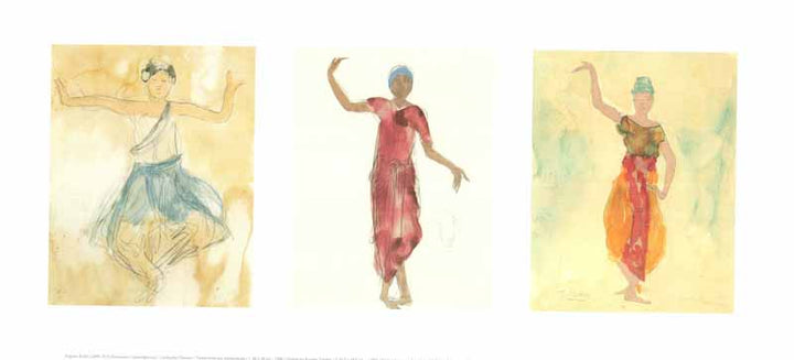 Cambodian Dancers, 1906 by Auguste Rodin - 10 X 20 Inches (Triptych Art Print)