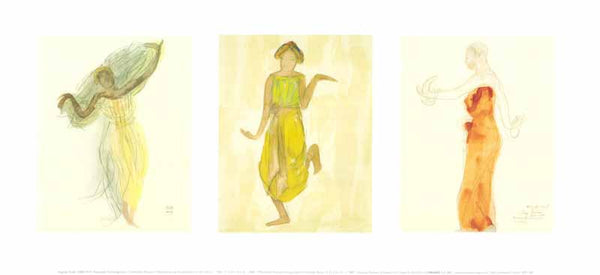 Cambodian Dancers, 1908 by Auguste Rodin - 10 X 20 Inches (Triptych Art Print)